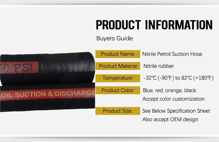 Petroleum Reinforced 8 Inch Rubber Oil Suction and Discharge Hose