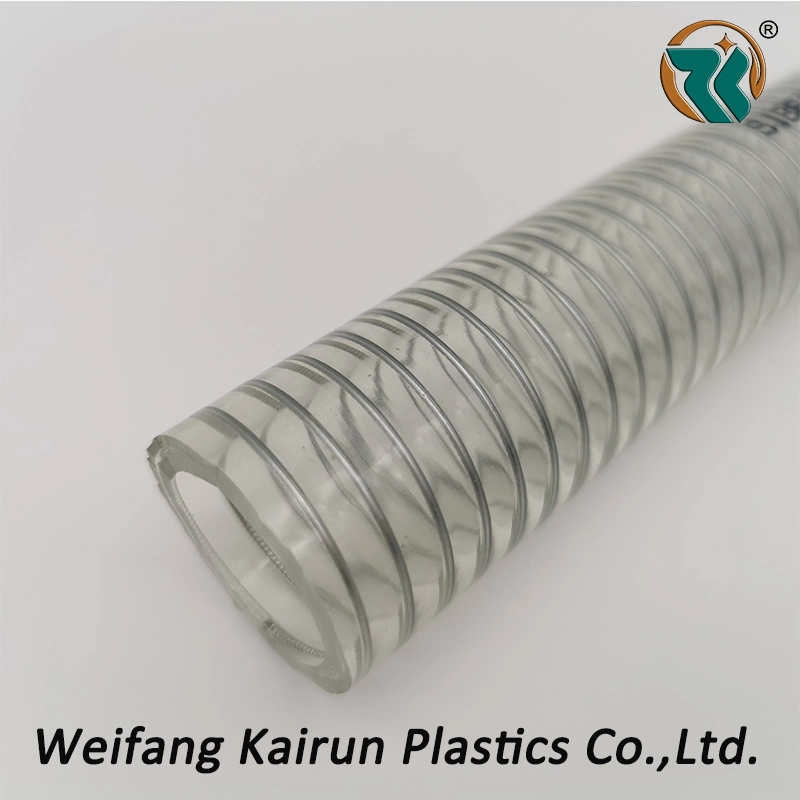 Water Oil Powder Suction Discharge Conveying Smooth Inner Industrial Flexible PVC Spring Spiral Steel Wire Reinforced Water Fuel Pipe Hose