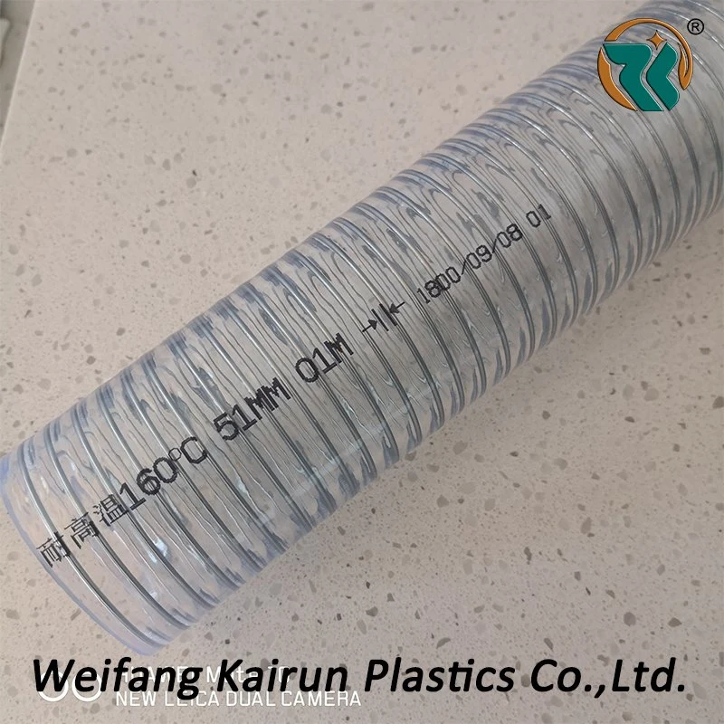 Clear PVC Steel Wire Reinforced Hose Suction Spring Flexible Hose /PVC Spiral Steel Wire Reinforced Hose for Water/Oil/Powder Supply