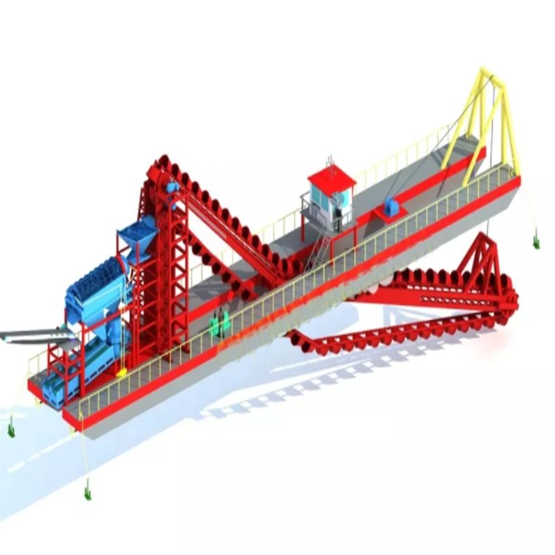 Capacity 100ton/H Chain Bucket Type Mining Machine/Gold and Diamond Dredger Using for Getting Gold and Diamond From The River/Lake