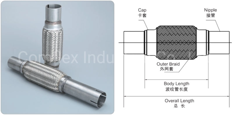Stainless Steel Flex Pipe Exhaust Couplings with Mild Steel Extensions