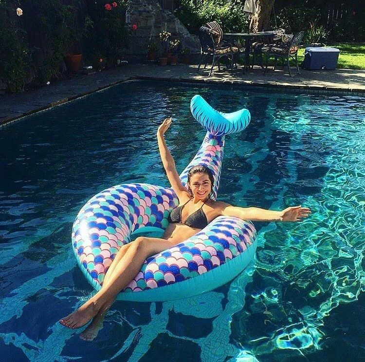 Outdoor Play Toys Mermaid Tail Inflatable Swimming Pool Float Swim Ring Tube