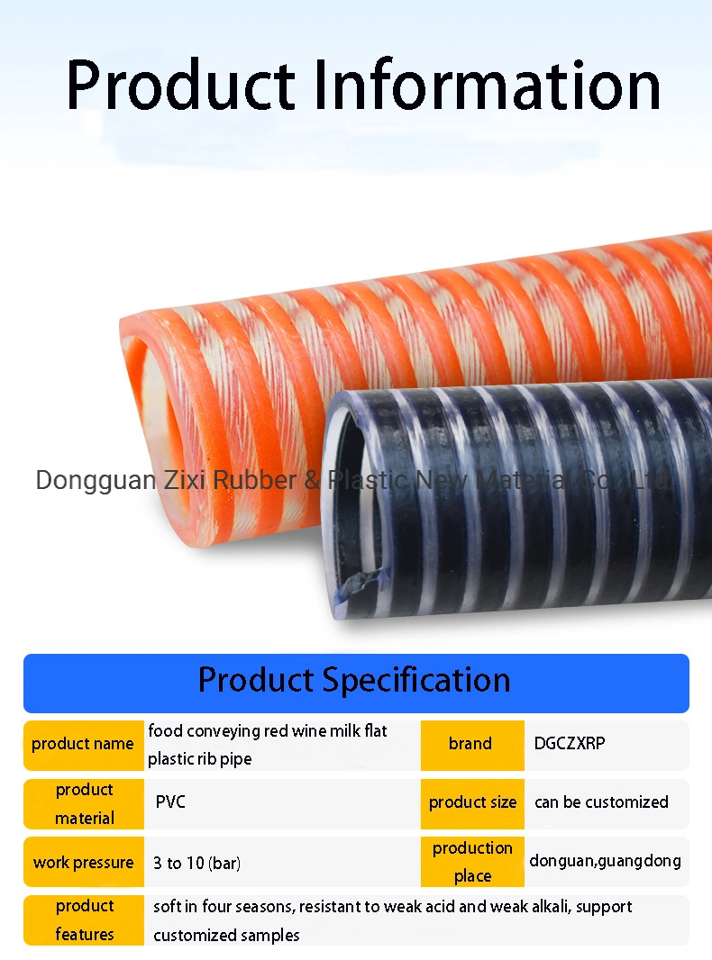 Colorful Anti Abrasion Flexible Rigid Plastic PVC Helix Suction Hose