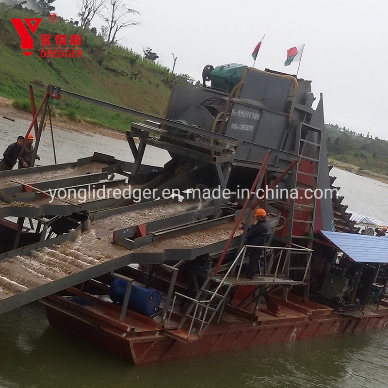 100tph Bucket Chain Type Gold Diamond Dredger for River Gold Diamond Dredging