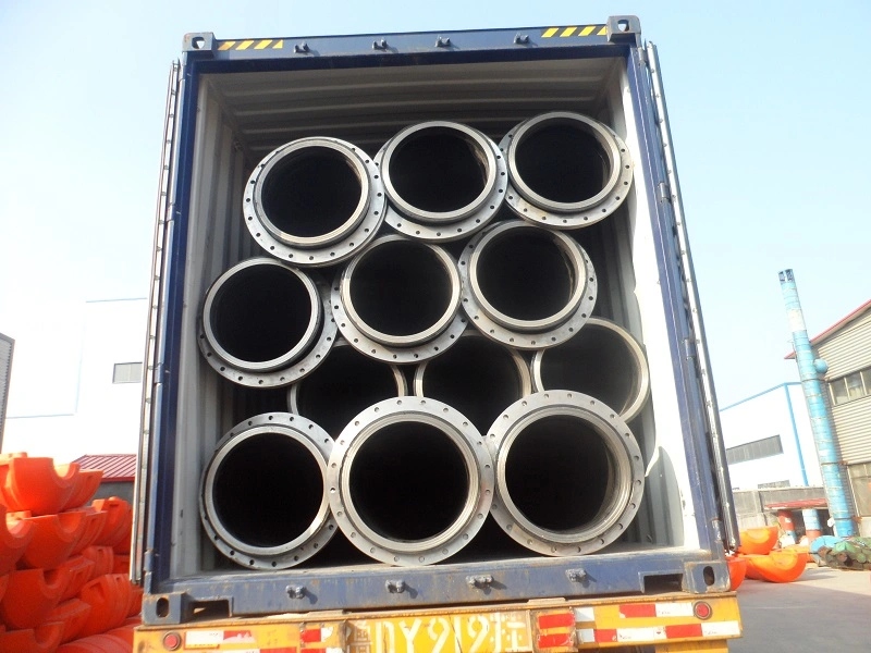 Flare Ends HDPE Pipes in White / Black with Steel Flange Rings