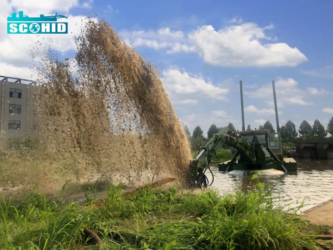 Newly Popular Amphibious Weed Harvest Backhoe Dredger Equipment Suction Dredger with Pumping Distance 1500m