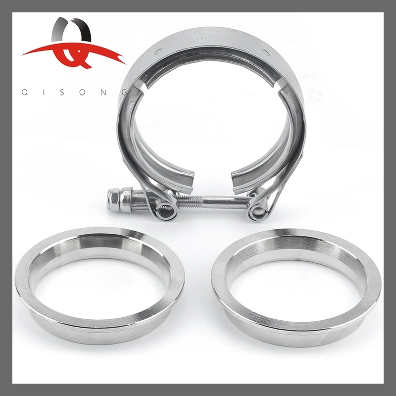 304 Stainless Steel V Band Clamps with Flanges for Exhaust Pipe