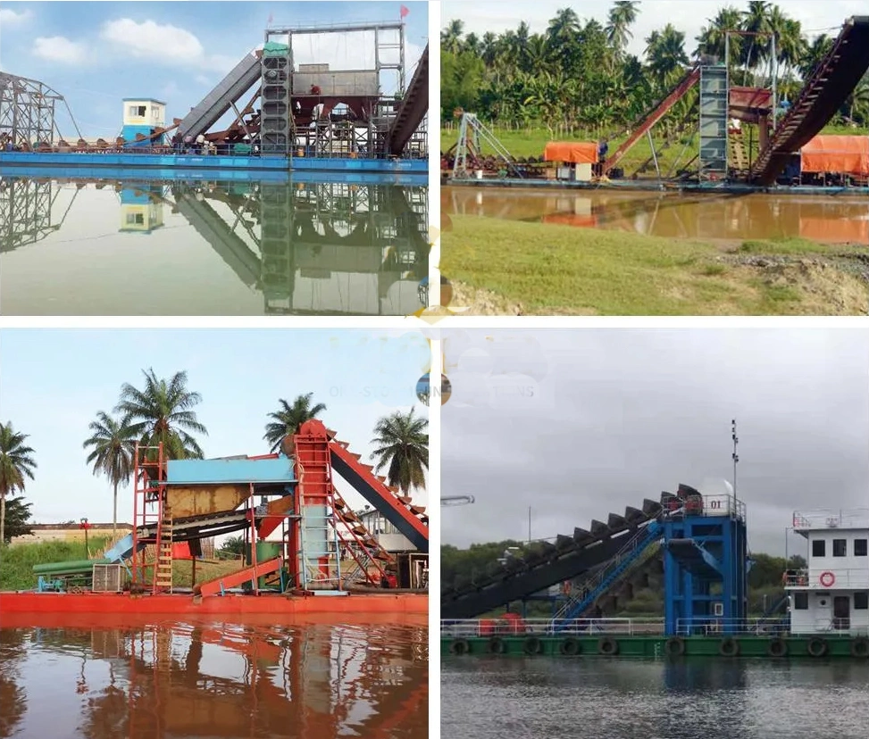Capacity 50t Bucket Chain Gold Dredge Used for River