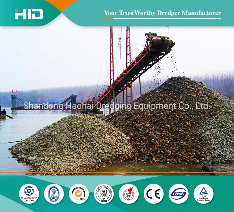 Small Chain Bucket Dredger with 800m3/H Sand/Gold Dredging Capacity