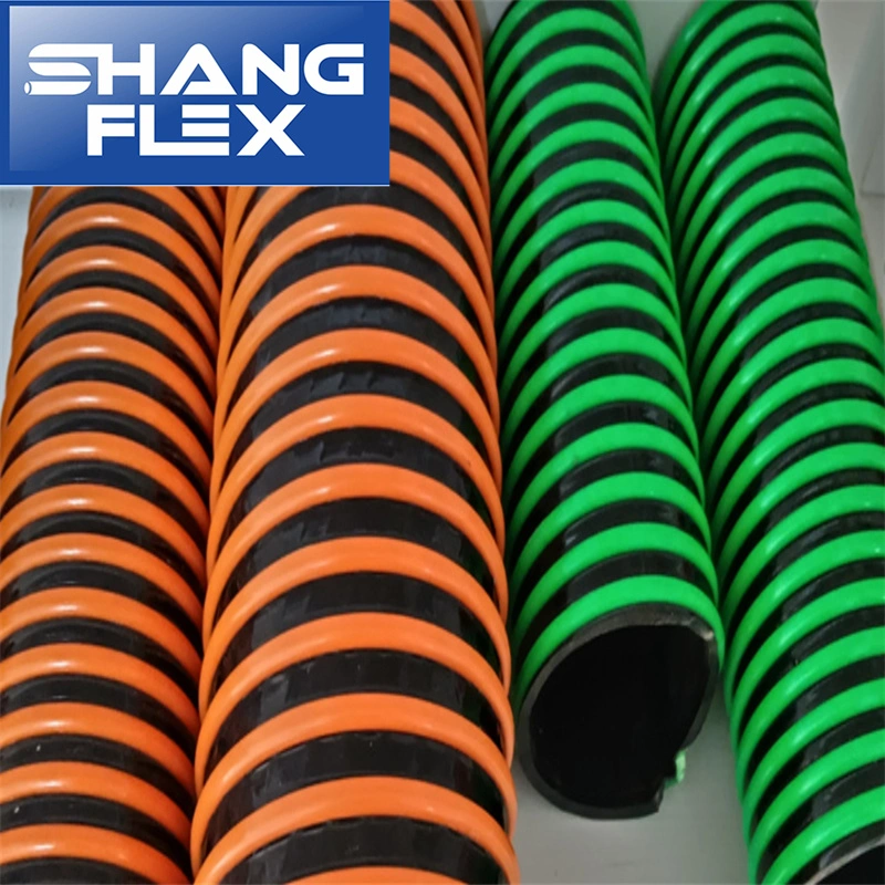 Corrugated Yellow/Green/Orange PVC Suction Hose with Rigid PVC Helix