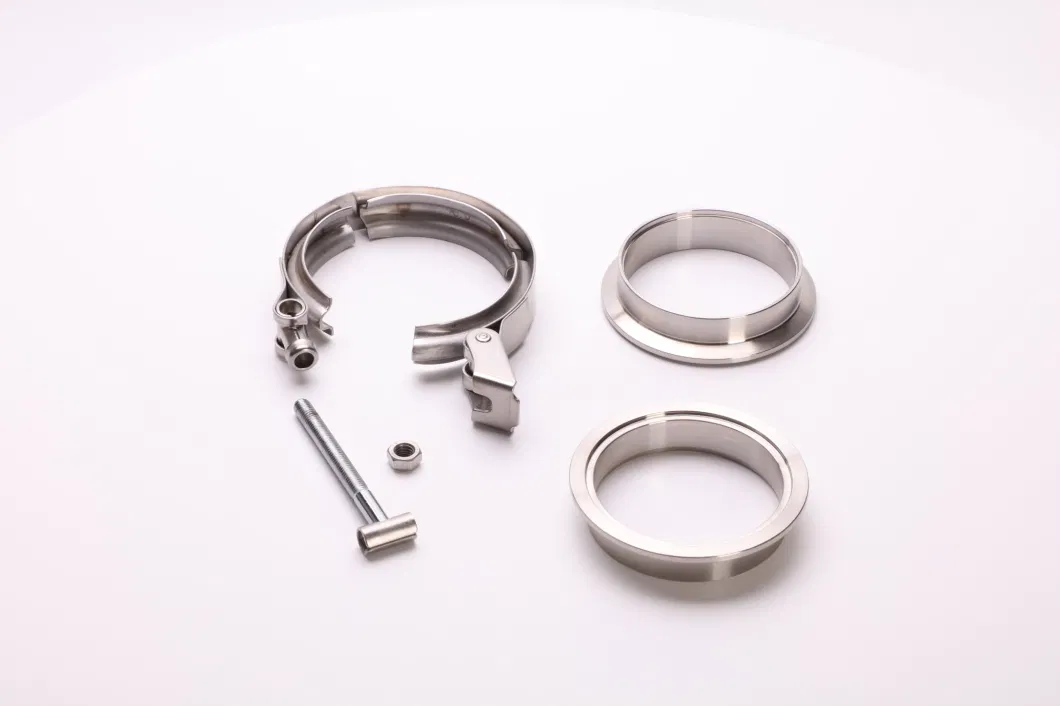 2.5&quot; Inch 304 Stainless Steel V Band Heavy Duty Clamp Kit Flange 2 Join Exhaust Downpipe Pipe