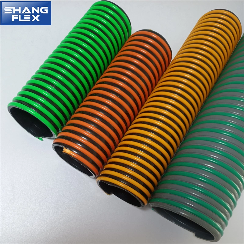Corrugated Yellow/Green/Orange PVC Suction Hose with Rigid PVC Helix