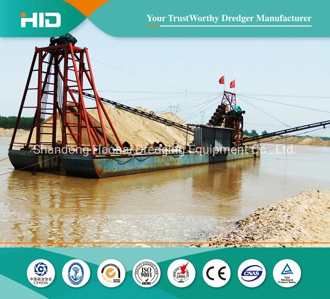 Small Chain Bucket Dredger with 800m3/H Sand/Gold Dredging Capacity