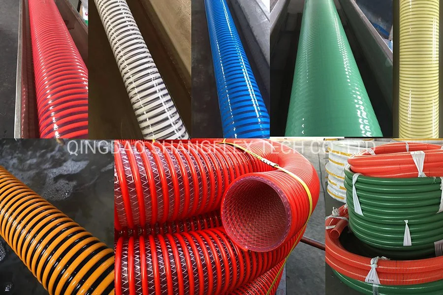 Corrugated Yellow/Green/Orange PVC Suction Hose with Rigid PVC Helix