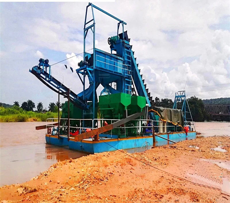 Bucket Type Chain Gold/ Diamond Mining Dredger with Minining Machinery for River Jiging Equipment / Agiatation Mineral Machine/Tin Mine