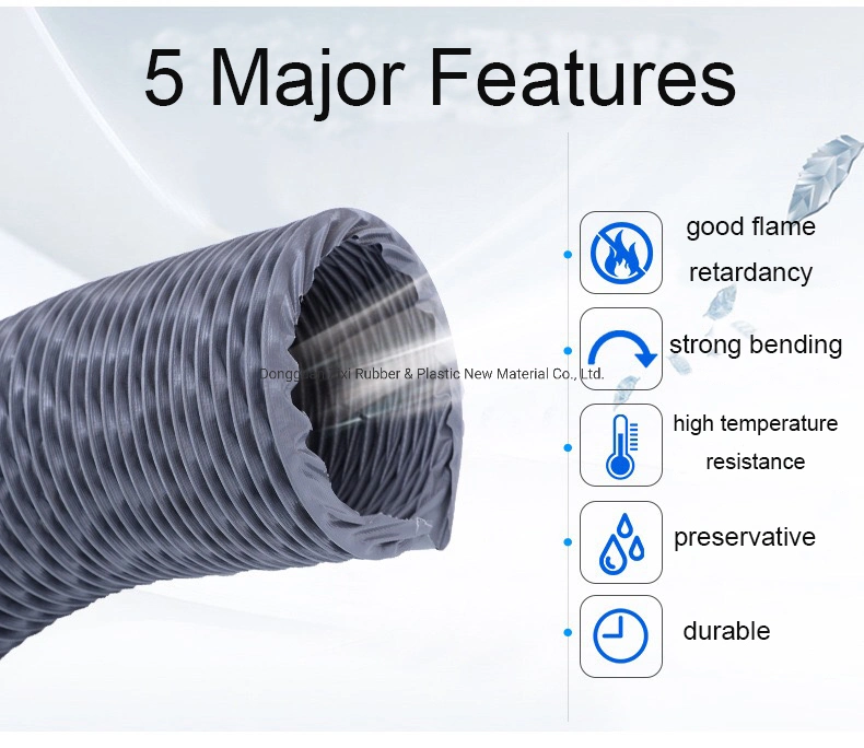 Plastic 2.5 Inch 3 Inch Fabric Flexible Heat Resistant Flexible Pipe