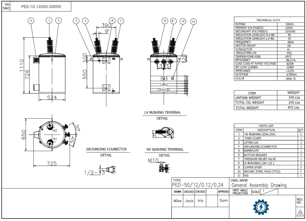 Factory Supply 100kVA Single-Phase Oil Immersed Liquid Transformer Pole Mounted