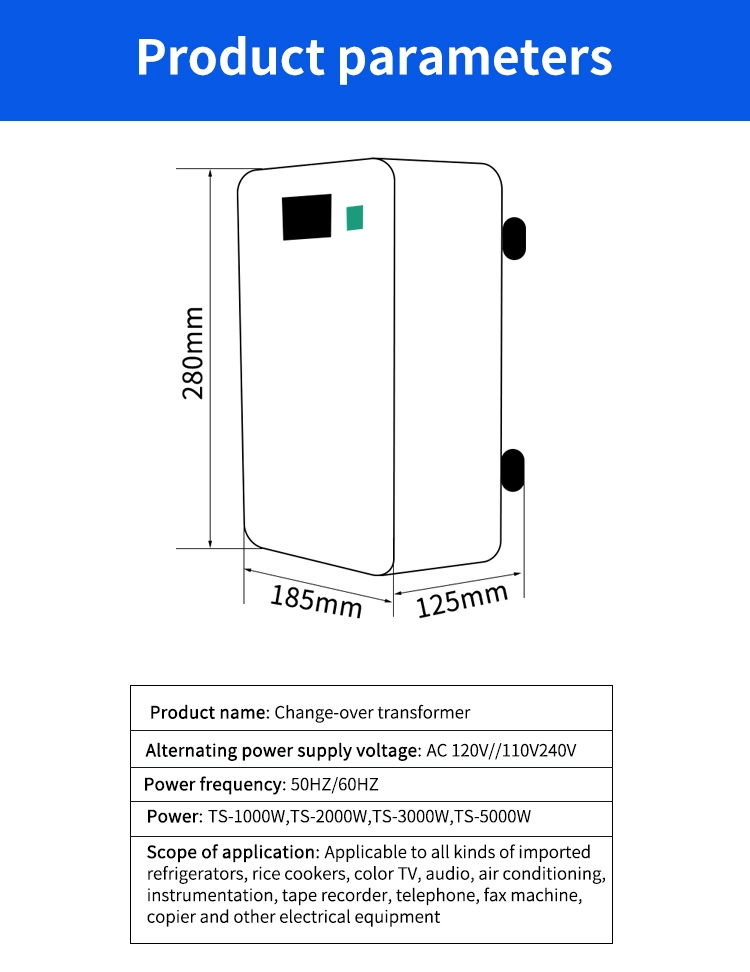 Customized Ts-1000W/2000W/3000W/5000W 50/60Hz 110V/120V/240V Power Change-Over Transformer