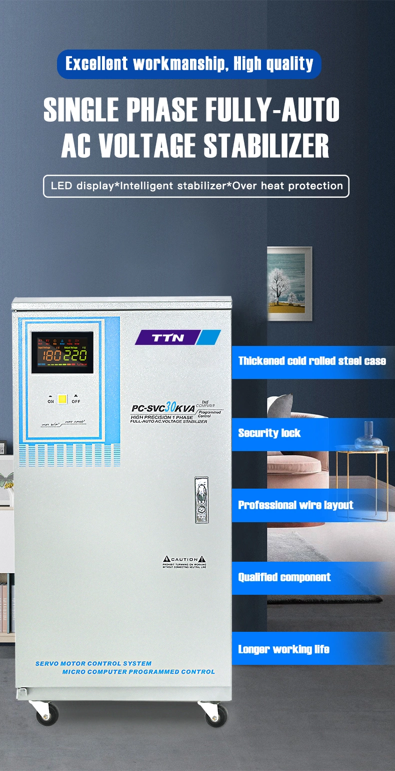 High Efficiency Servo Motor Control Model Pcsvc-10000va Three Phase Automatic Voltage Stabilizer with Micro Computer Programmed Control