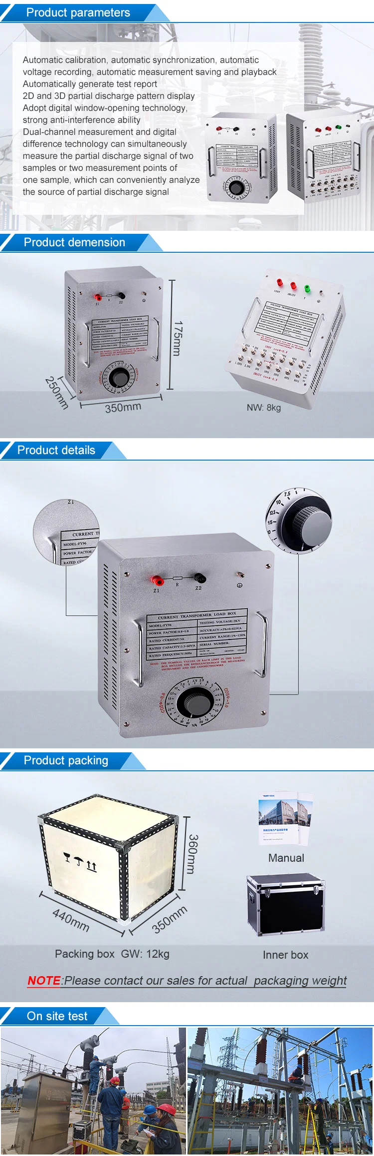 Fy-H Manufacturing Electric AC High Volt Electrical Testing Transformer Control Box
