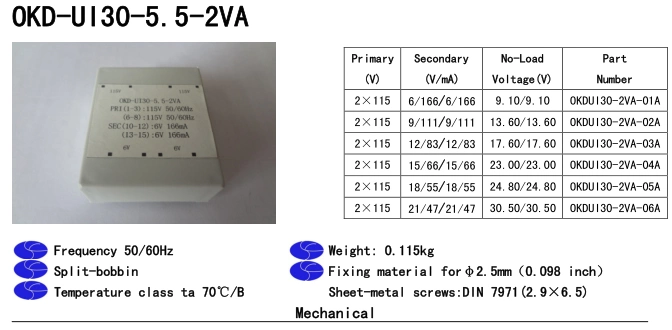 PCB Encapsulated 240V 110V Step Down Transformer Ui30