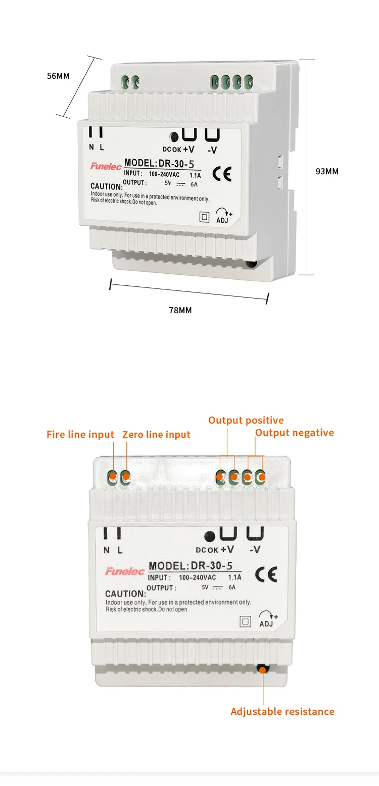 Rail Switching Power Supply AC 220 to DC 5V Transformer Dr-30-5