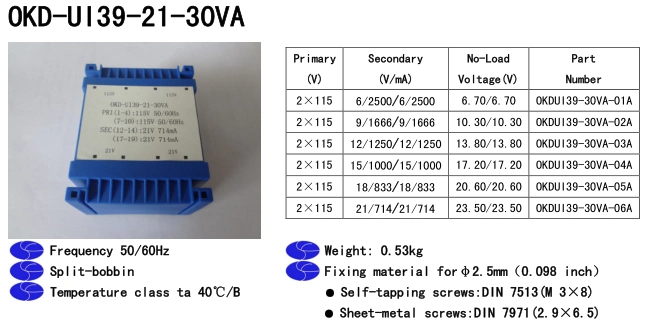 230V 115V 12V AC Transformer Ui Flat Encapsulated PCB Transformer