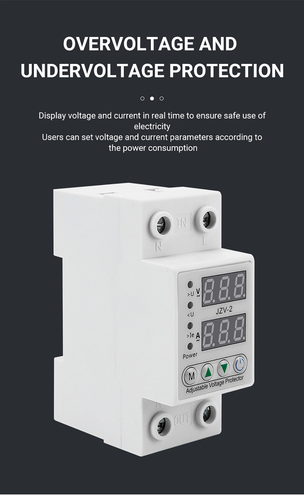 1-40A 1-63A Adjustable Automatic Over Under Voltage and Current Protector