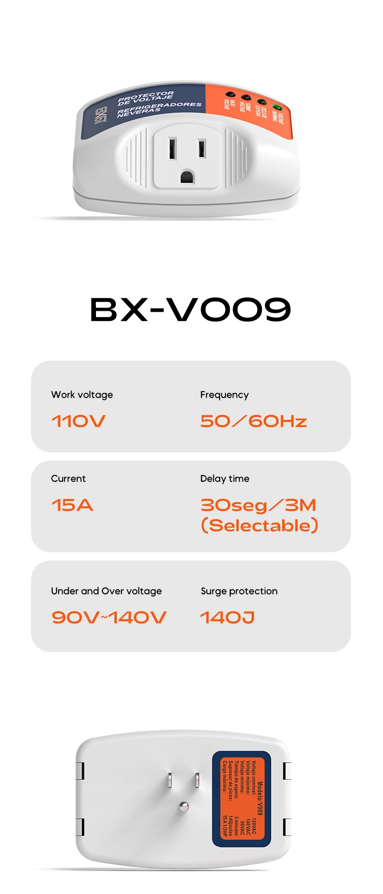 Bx-V009 Supply Under and Over Electrical Switch Circuit Breaker Protector De Voltaje Voltage Protector