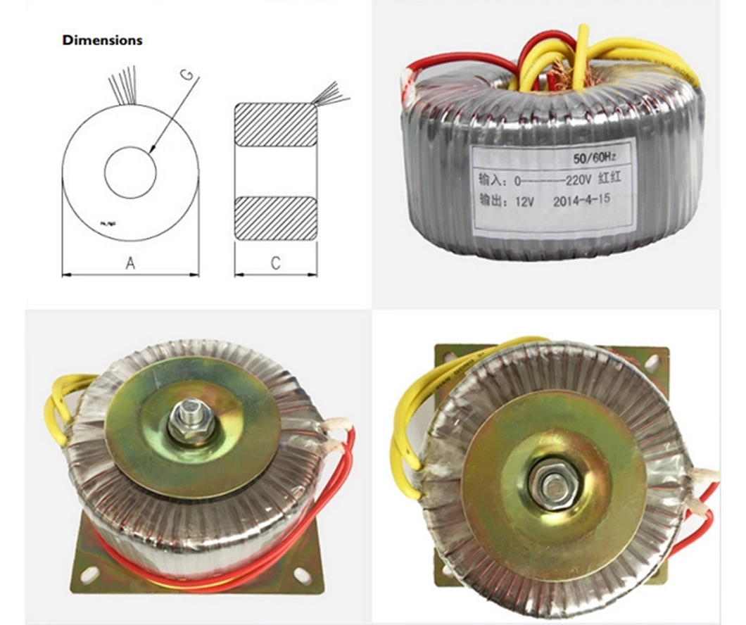 50/60Hz 220V 240V 12V 24V 5A 120W Toroidal Transformer for Audio Amplifiers