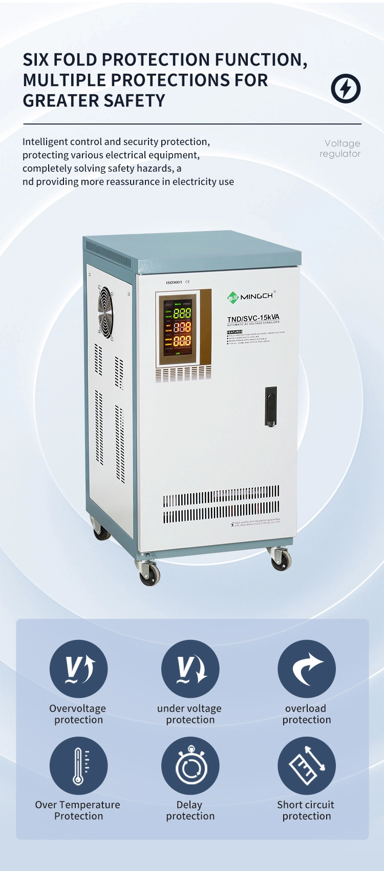 Mingch Tnd Series Single Phase 220V 3kVA Automatic Voltage Stabilizer