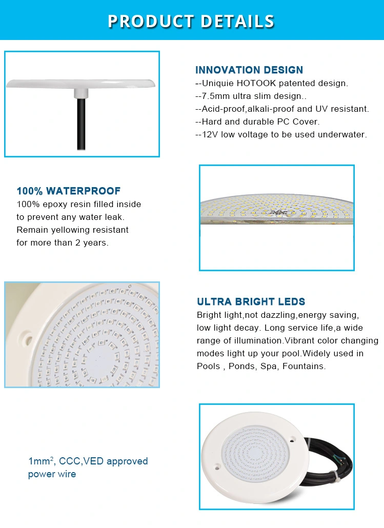 OEM IP68 PAR56 6W AV DC 12V Niche Swimming Pool Light Underwater LED Lighting Piscina 1000 Lumens Jets Waterproof Transformer