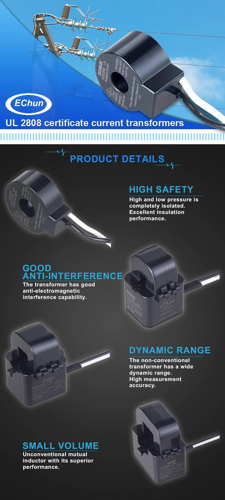 Customized 200A/50mA Clamp on Current Transformer for Control System Clip-on CT