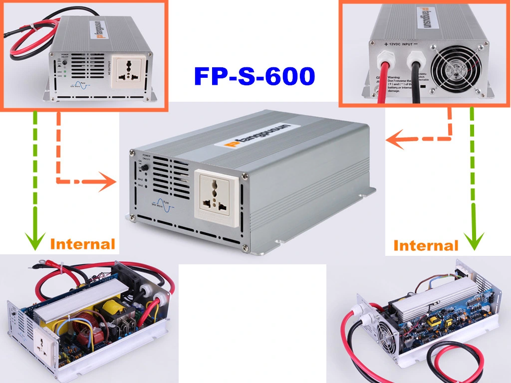 600W 12V/24V DC to 110V/230V AC Solar System True Sine Wave Inverter / Power Converter with Ce RoHS