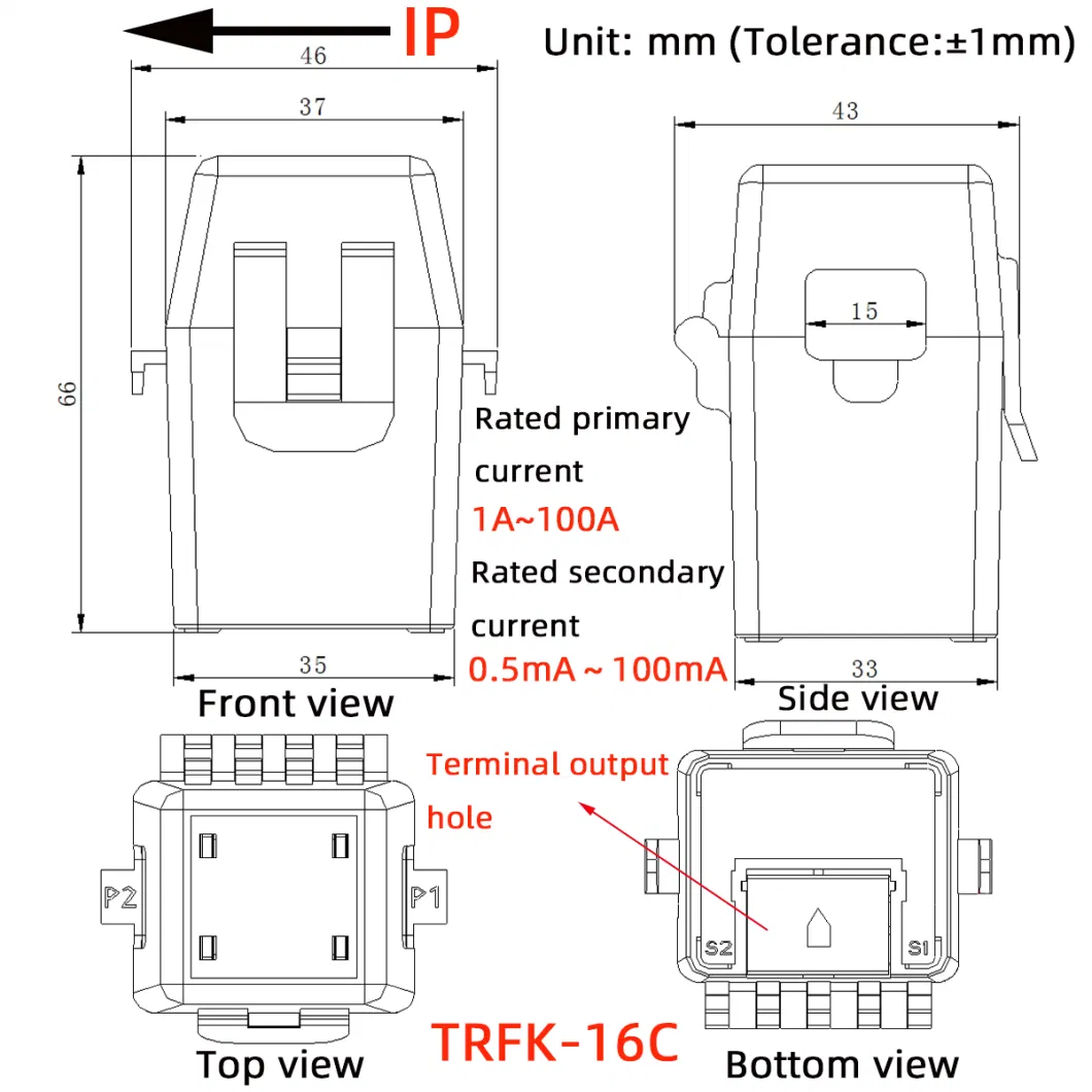 Tr Split Core Current Transformer OPC 100A 50mA 25mA 50A 20mA 333mv 26.6mA 3.33V CT Clamp Mini AC Current Transformer