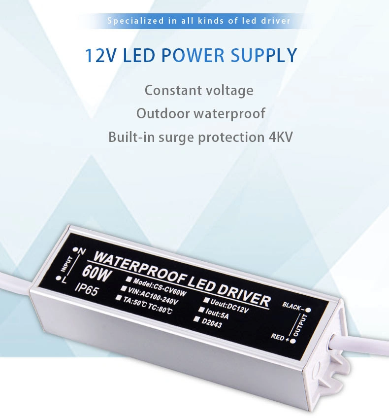 Slim LED Driver Constant Voltage Waterproof 12V AC to DC Transformer
