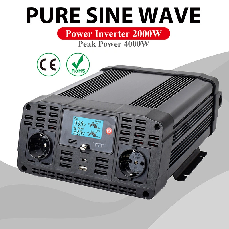 2000 Watts Power Inverter, Pure Sine Wave Inverter 12V 24V to 110V 220V 230V AC, DC to AC Converter, Included &ndash; UL CE RoHS Certified