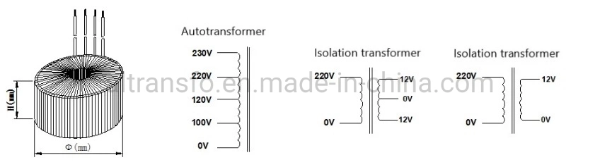 CE ROHS 220V 230V 120V Toroidal Isolation Transformer