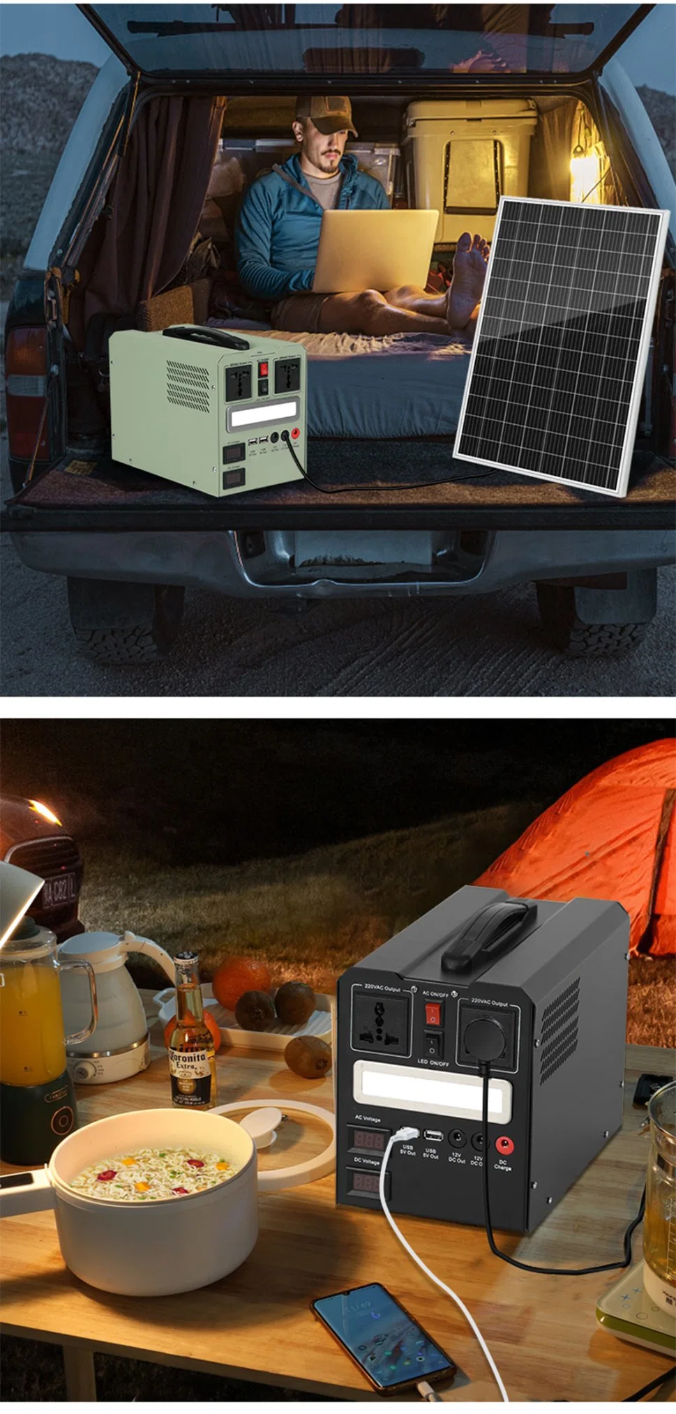 Home Outdoor Mobile LiFePO4 Lithium Battery Output 500W 1000W Portable Energy Storage Supply Station Solar Generator for Camping ODM OEM Manufacturer
