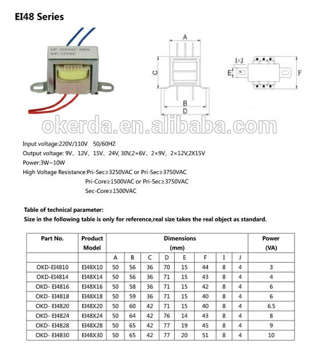 Ei Silicon Core 380V 240V 230 to 24V 12V Multi-Tap Transformer 24 Volt Transformer