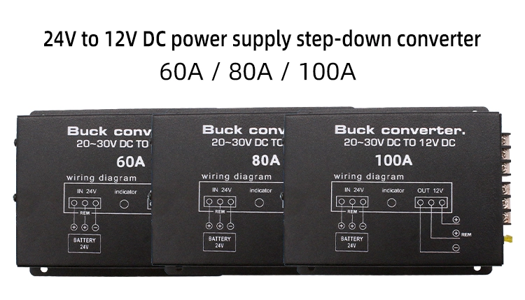 24V DC to 12V DC Auto Converter 60A/80A/100A Step Down Converter Power Transformer for Car
