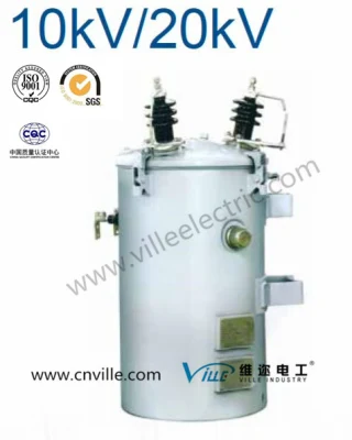  50kVA 11kv/6.6Kv Polo Monofásicos transformadores de distribución montado