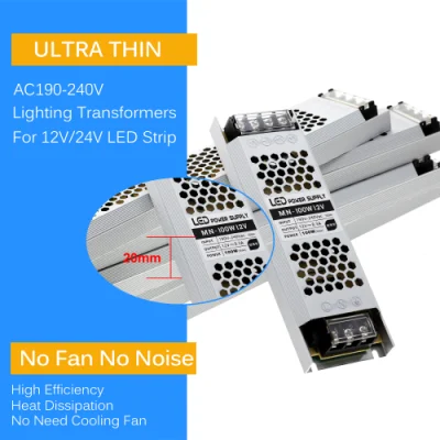DC 12V 24V Fuente de alimentación de conmutación AC190-240V transformadores de iluminación mute 60W 100W 200W 300W 400W adaptador de alimentación de controlador de luz LED