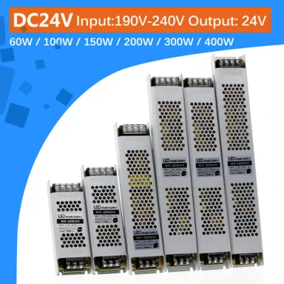 DC 12V 24V Fuente de alimentación de conmutación AC190-240V transformadores de iluminación mute 60W 100W 200W 300W 400W adaptador de alimentación de controlador de luz LED