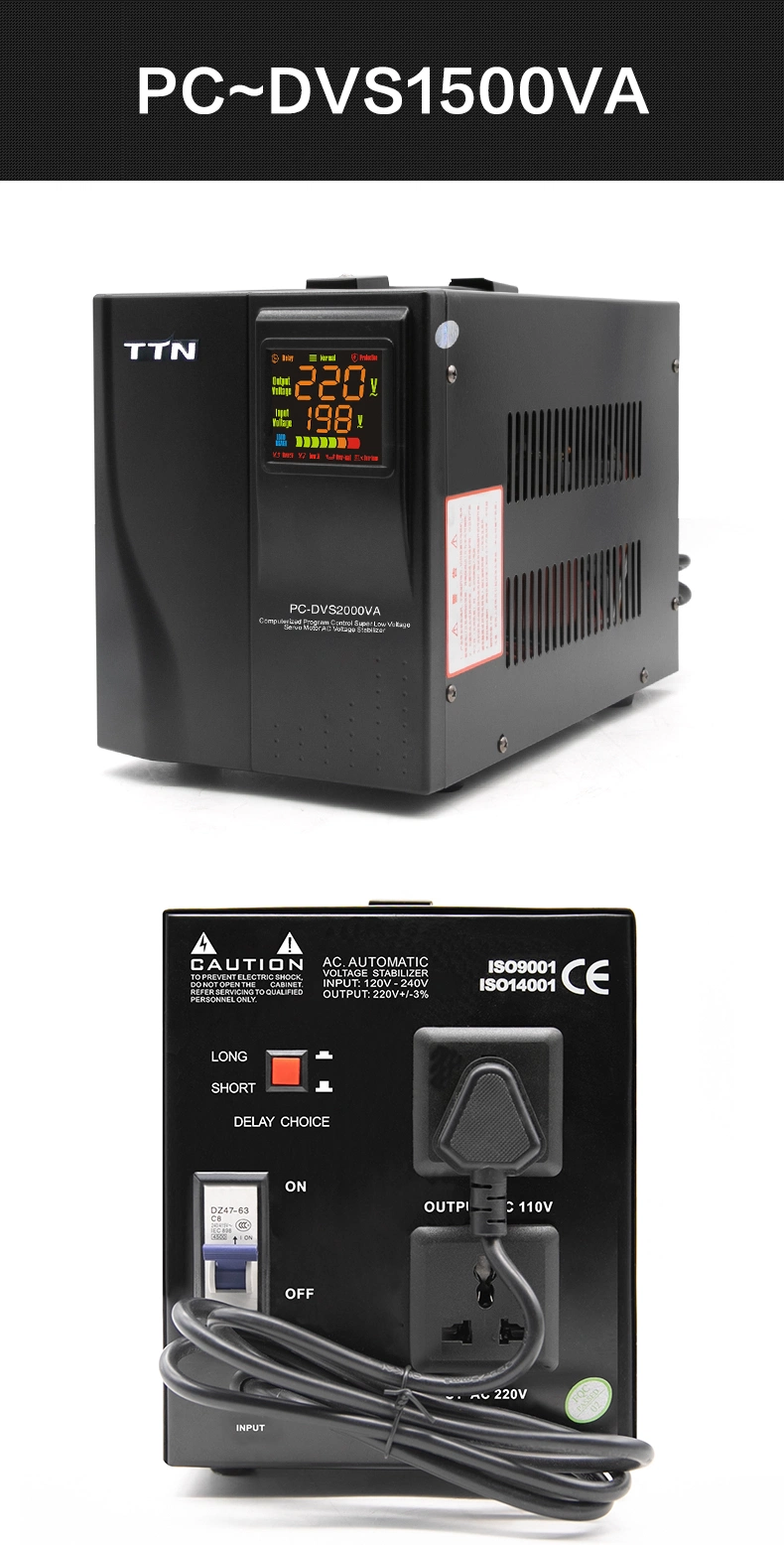 Single Phase Servo Motor Control AC Automatic Voltage Stabilizer LED Display