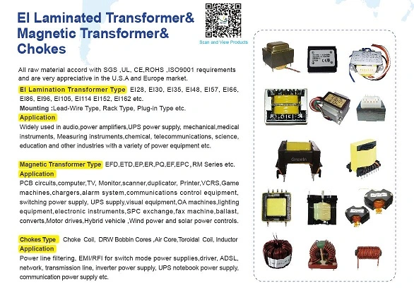 Efd RM Pq Ee PCB Mount Transformer High Frequency Transformer AC 12V Power Transformer Electric Power Ferrite Electronic Transformers for Flyback Transformer