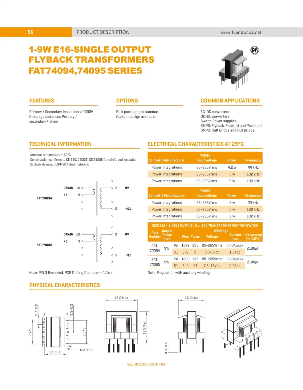 Free Sample Test Customized High Frequency Transformer Flyback Transformer