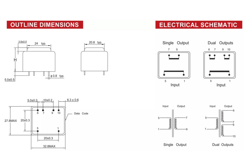 CE RoHS Audio PCB Mount Encapsulated 1.5va 2.8va 230V 9V 12V Transformador Manufacturer Customized PCB Mounted Ei30/10 Encapsulated AC Power Transformer