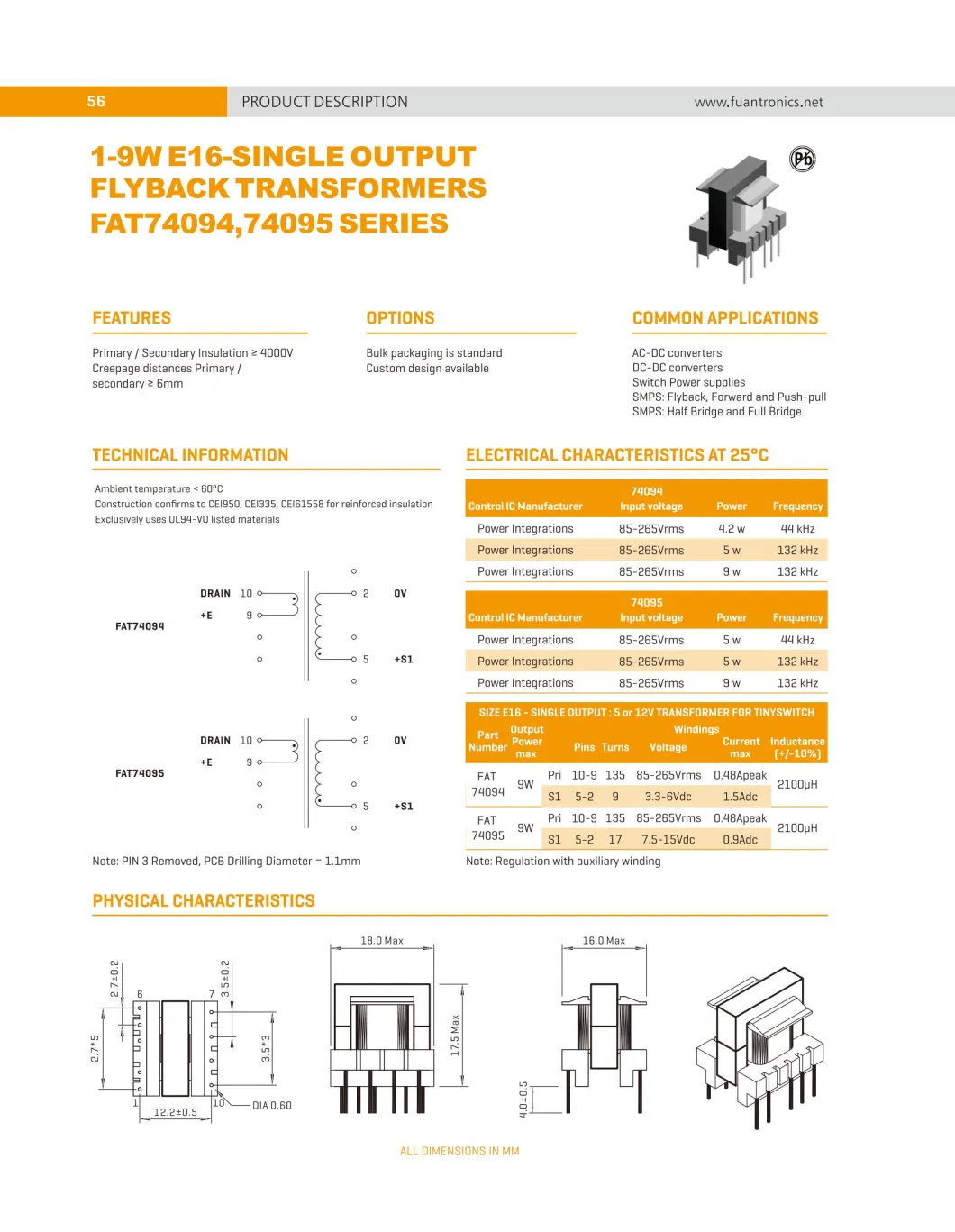 Customer Design Flyback Transformer High Frequency Transformer CE&UL