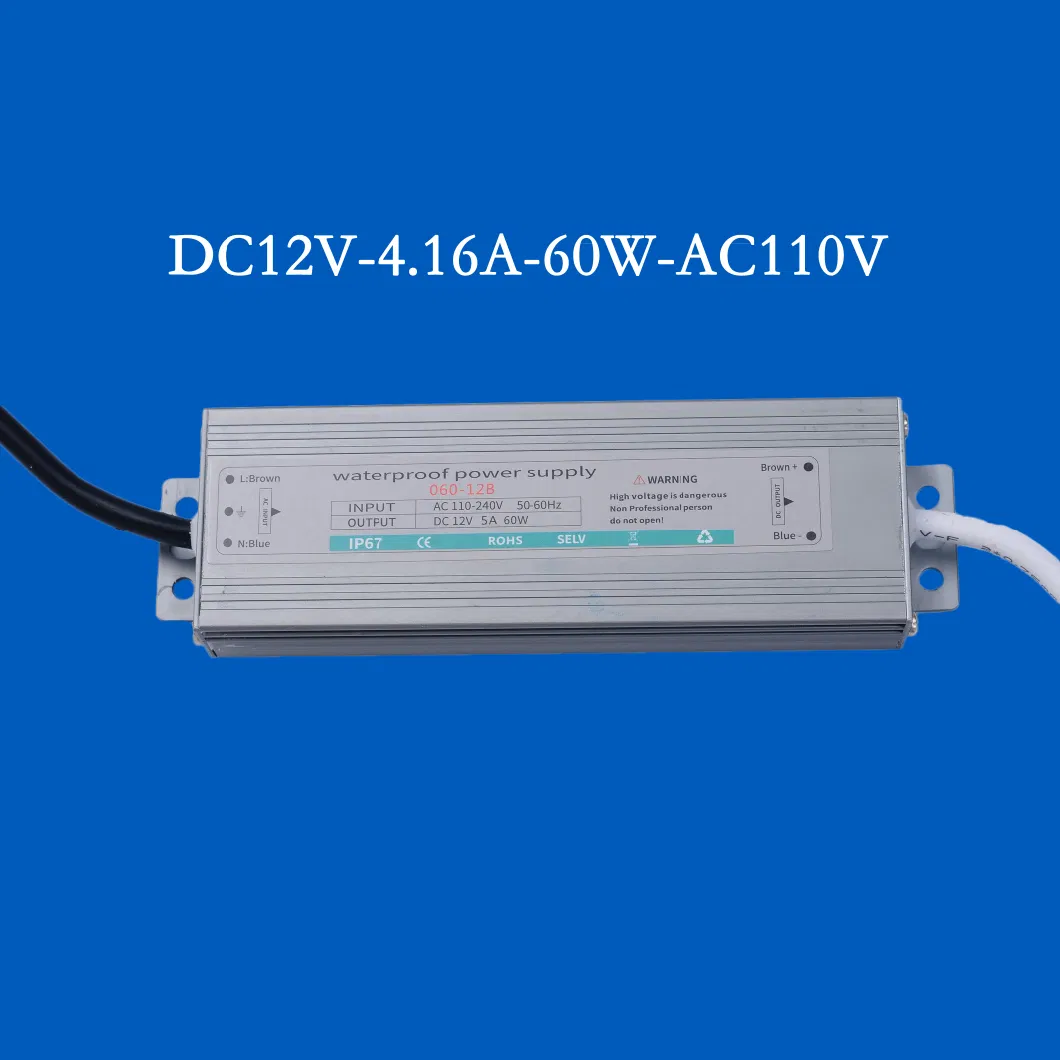 60W IP67 Outdoor PWM AC110V to AC240V DC12V 5A LED Strip Light LED Transformer